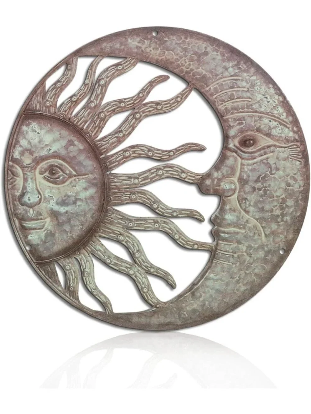 Vintage Celestial Sun and Moon Metal Wall Art, Boho Decor for Indoor & Outdoor